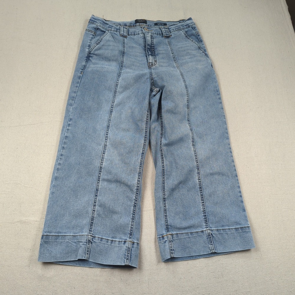 Curve Appeal Jeans Womens 14 32 Blue High Rise Wide Leg Stretch Light Wash
